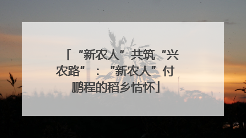“新农人”共筑“兴农路”：“新农人”付鹏程的稻乡情怀