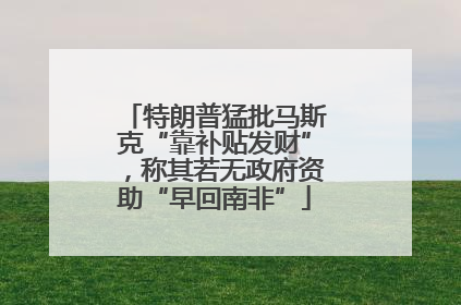 特朗普猛批马斯克“靠补贴发财”，称其若无政府资助“早回南非”