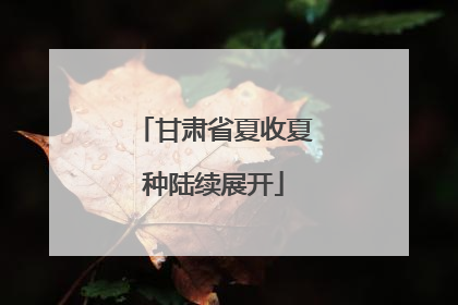 甘肃省夏收夏种陆续展开