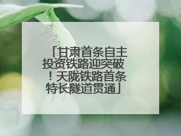 甘肃首条自主投资铁路迎突破！天陇铁路首条特长隧道贯通