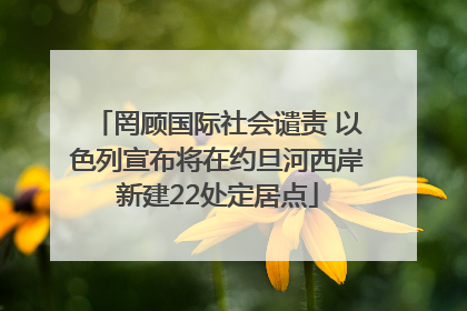 罔顾国际社会谴责 以色列宣布将在约旦河西岸新建22处定居点