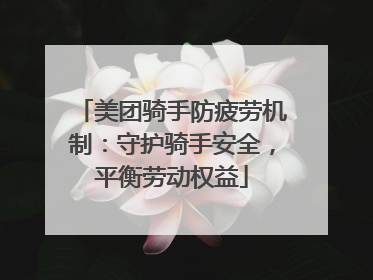 美团骑手防疲劳机制：守护骑手安全，平衡劳动权益