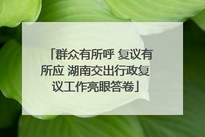 群众有所呼 复议有所应 湖南交出行政复议工作亮眼答卷