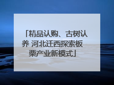 精品认购、古树认养 河北迁西探索板栗产业新模式