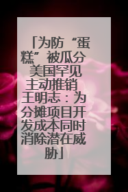 为防“蛋糕”被瓜分 美国罕见主动推销 王明志：为分摊项目开发成本同时消除潜在威胁