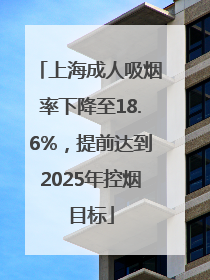 上海成人吸烟率下降至18.6%，提前达到2025年控烟目标