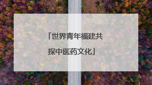 世界青年福建共探中医药文化