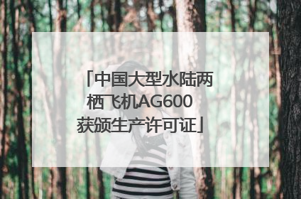 中国大型水陆两栖飞机AG600获颁生产许可证