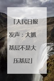 人民日报发声：大抓基层不是大压基层