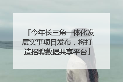 今年长三角一体化发展实事项目发布，将打造招聘数据共享平台