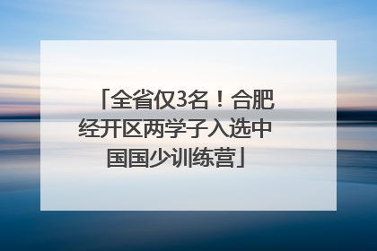 全省仅3名！合肥经开区两学子入选中国国少训练营
