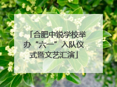 合肥中锐学校举办“六一”入队仪式暨文艺汇演