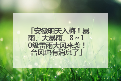 安徽明天入梅！暴雨、大暴雨、8～10级雷雨大风来袭！台风也有消息了