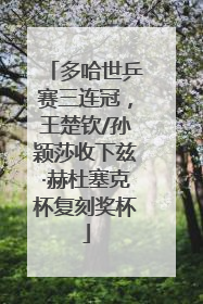 多哈世乒赛三连冠，王楚钦/孙颖莎收下兹·赫杜塞克杯复刻奖杯