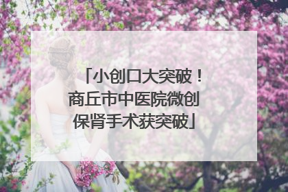 小创口大突破！商丘市中医院微创保肾手术获突破