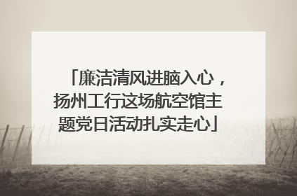 廉洁清风进脑入心，扬州工行这场航空馆主题党日活动扎实走心