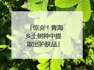 惊喜！青海乡土树种中提取出护肤品