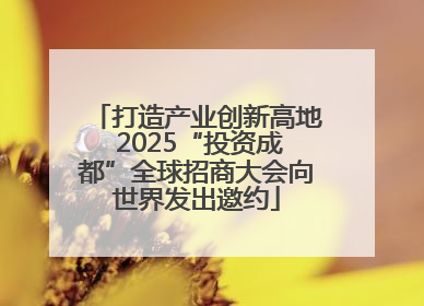 打造产业创新高地 2025“投资成都”全球招商大会向世界发出邀约