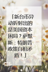 新台币异动折射出的是美国资本困局？萨默斯：特朗普政策自相矛盾！