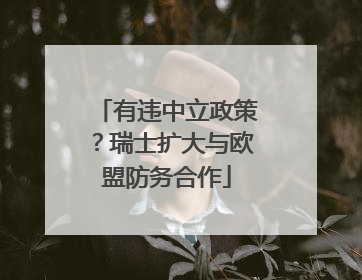 有违中立政策？瑞士扩大与欧盟防务合作