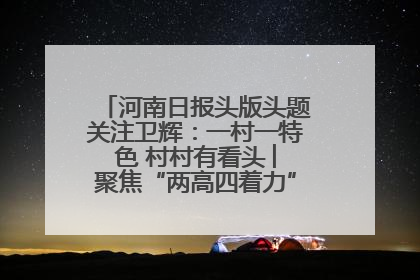河南日报头版头题关注卫辉：一村一特色 村村有看头 ︳聚焦“两高四着力”·一“县”观察