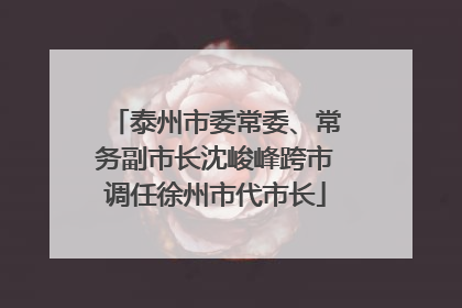 泰州市委常委、常务副市长沈峻峰跨市调任徐州市代市长