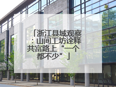 浙江县域观察：山间工坊诠释共富路上“一个都不少”