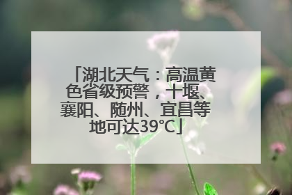 湖北天气：高温黄色省级预警，十堰、襄阳、随州、宜昌等地可达39℃