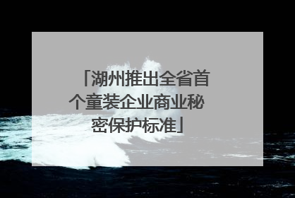 湖州推出全省首个童装企业商业秘密保护标准