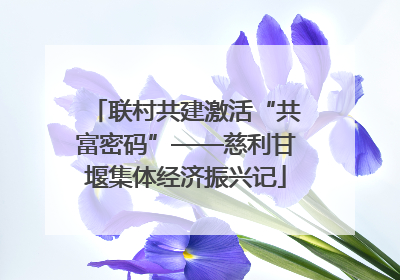 联村共建激活“共富密码”——慈利甘堰集体经济振兴记