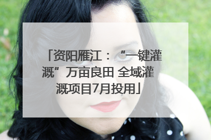 资阳雁江：“一键灌溉”万亩良田 全域灌溉项目7月投用