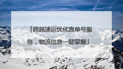 跨越速运优化查单号服务，物流信息一键掌握