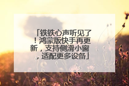铁铁心声听见了！鸿蒙版快手再更新，支持侧滑小窗，适配更多设备