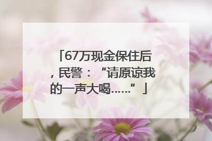 67万现金保住后，民警：“请原谅我的一声大喝……”
