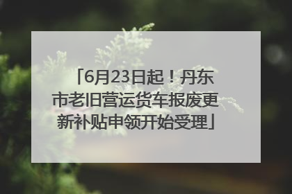 6月23日起！丹东市老旧营运货车报废更新补贴申领开始受理